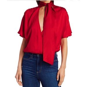 Alice & Olivia • Mock Wrap Neck Tie Top • BRAND NEW • Women • XL